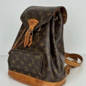 Montsouris Louis Vuitton Monogram Canvas Backpack with Vachetta Trim